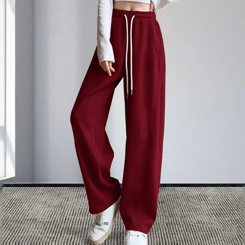 Modieuze broek met wijde pijpen Bananenbroek 2025, herfstnieuwe sportbroek met hoge taille, laat je er groter uitzien Wijde pijpen