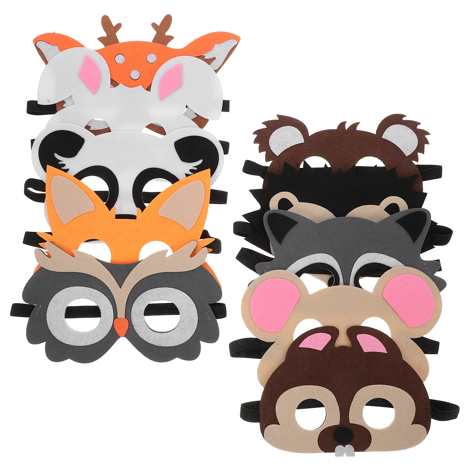 8 Uds. Máscara de fieltro de animales máscaras decorativas maquillaje divertido dibujos animados Halloween Adorable accesorio de tela vívido