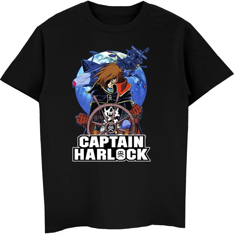 heavyweight Informal Anime Captain Harlock T Shirt Men's Cotton Short Sleeve Hip Hop Tees Cool Tops New Arrival fashion Fitness