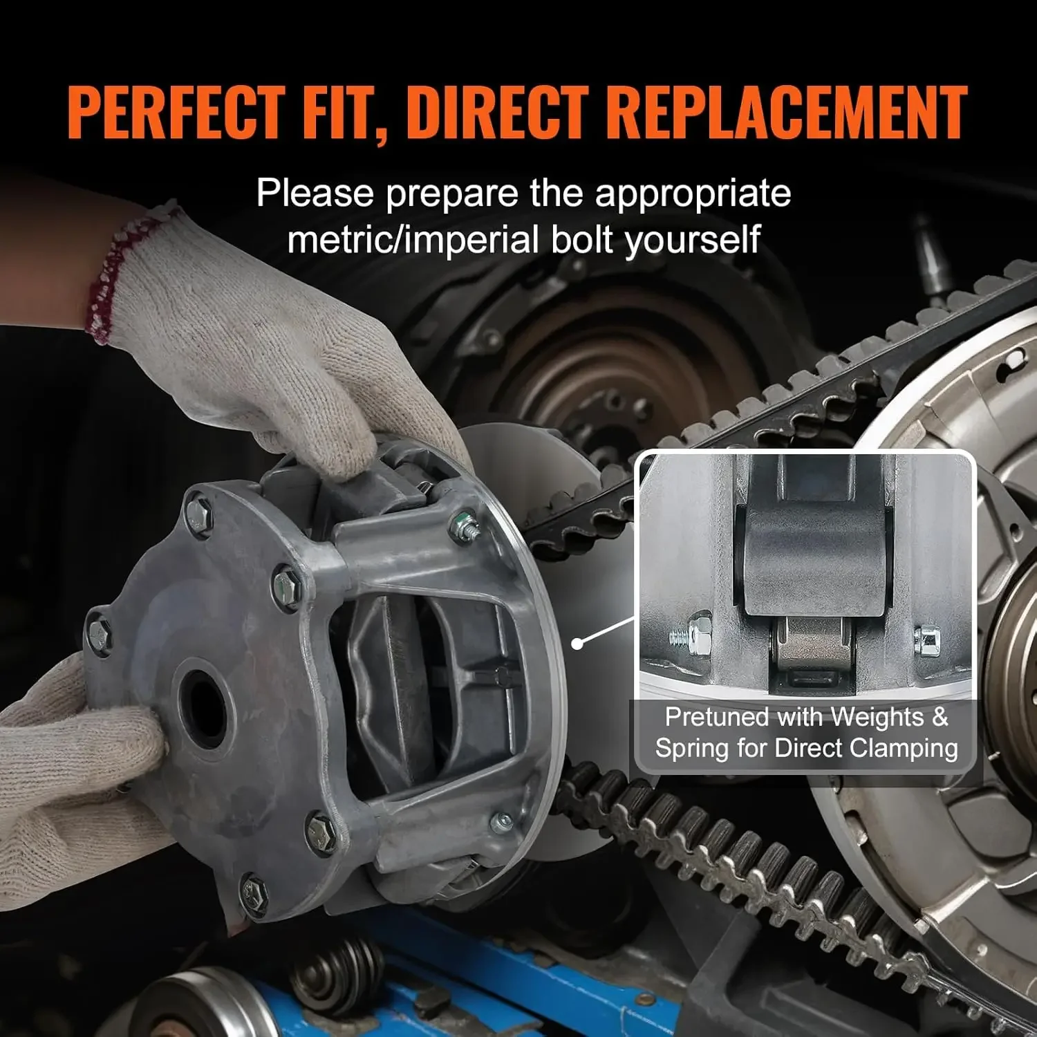 Primary Drive Clutch Fits for Polaris RZR 1000 2014-2023, Drive Clutch Assembly 1.24" Bore with Weights and Spring