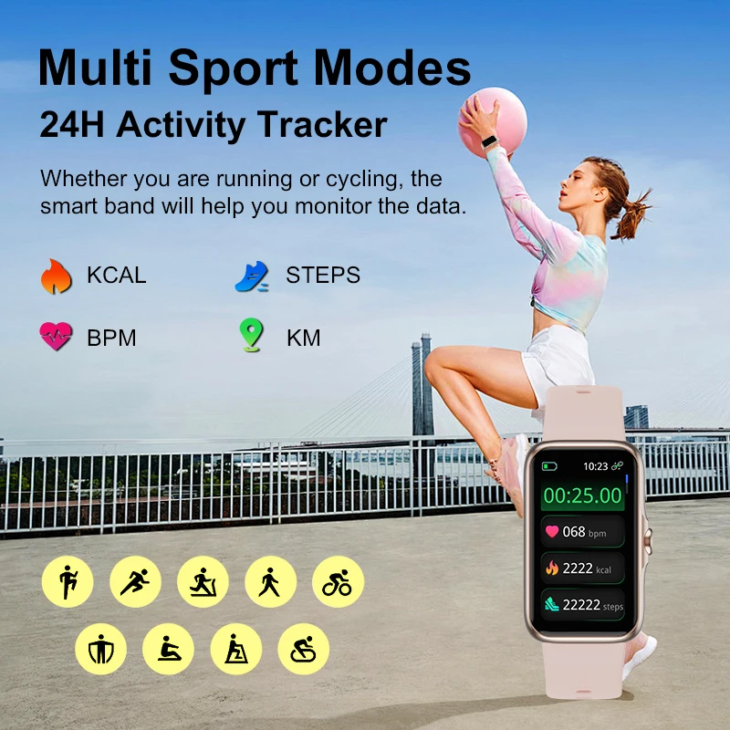 2024 New 1.47 ” Smartband Heart Rate Smartwatch Fitness Sleep Tracker Blood Pressure Sport Bracelet for Men Women