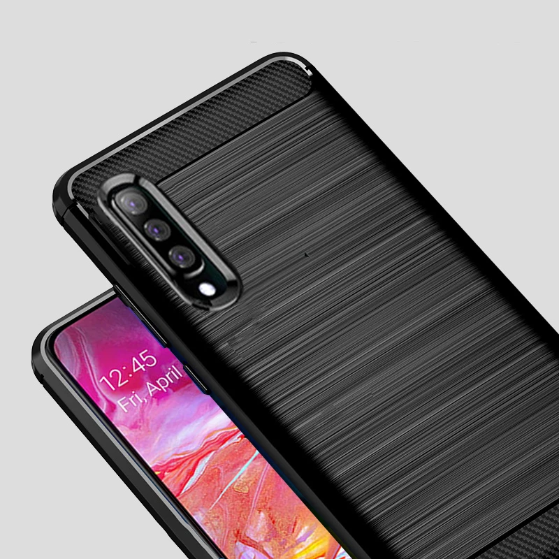 For Samsung Galaxy A70 Case Carbon fiber Cover Shockproof Silicon Phone Case For Galaxy A50  A 70 Cover Full Protection Bumper