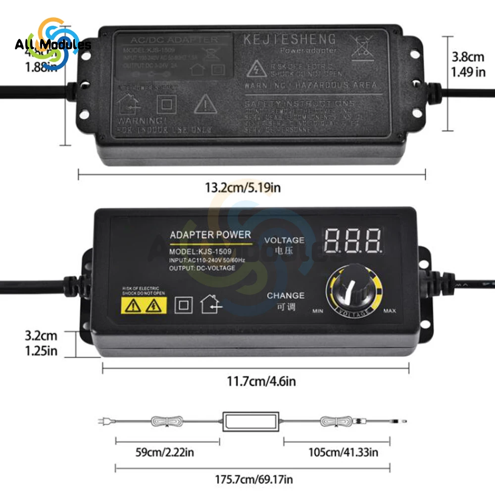 60W uniwersalny zasilacz DC 3V-36V regulowany zasilacz 100V-240V 1.5A AC do DC 1.5A konwerter