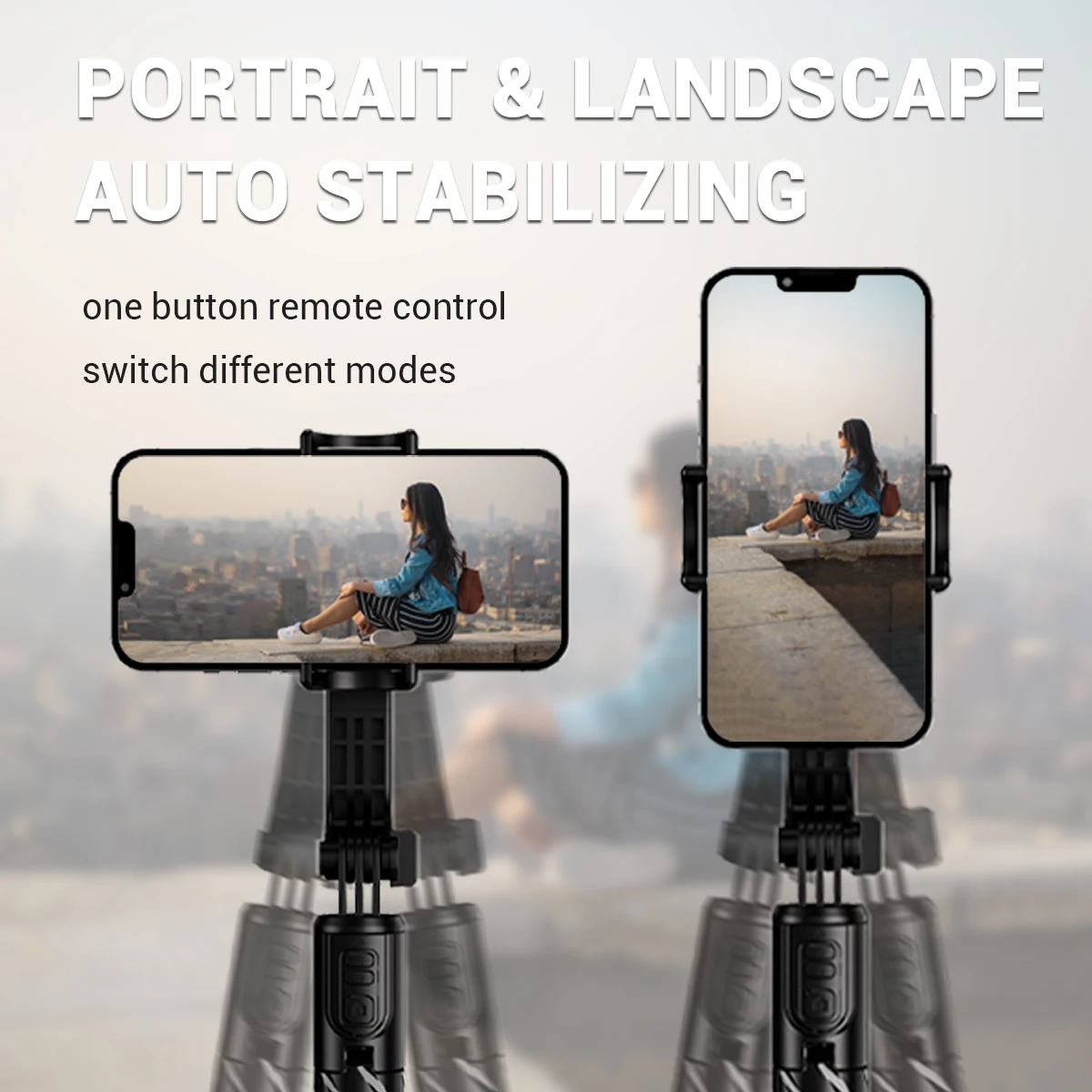 Fangtuosi mini estabilizador de telefone móvel sem fio bluetooth selfie vara tripé suporte anti-shake suporte integrado 360 °   rotação