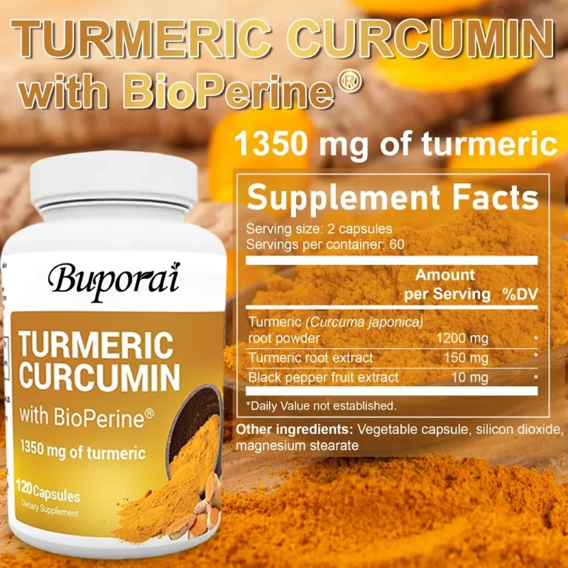Turmeric Curcumin Supplement with Black Pepper - Reduce Joint Inflammation, Helps Promote Joint Health, and Boost Energy Levels