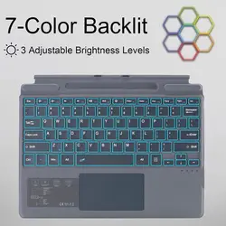 Magnetic Keyboard for Microsoft Surface Pro 8 / 9 / 10 / X Colorful Backlit Dark gray Magnetic Connectivity Bluetooth Keyboard