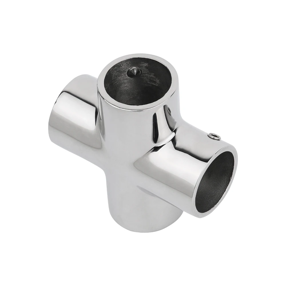 316 Stainless Steel 4 Way Cross Boat Hand Rail Fitting Tube Fastener 22/25mm Heavy Duty Tube Pipe Anti-Corrosion No Rust