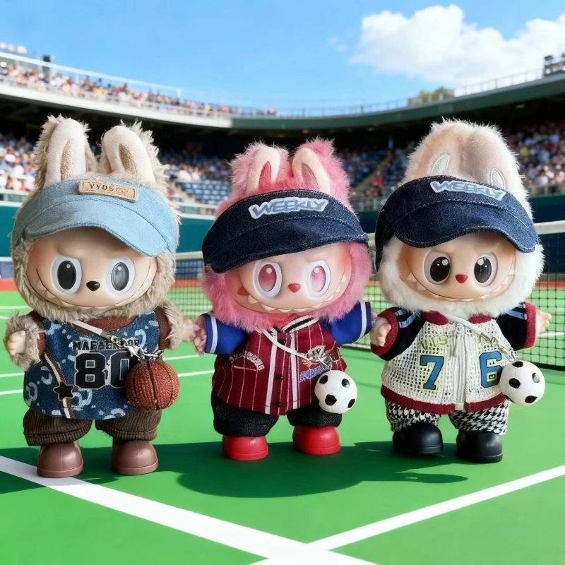 

Basketball Outfit Duck Tongue Hat Casual Sports Set for 17cm Labubu Plush Toys Doll Tennis Racket/Football Pendant Accessories