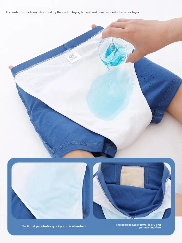 Incontinence Care Panties Men Leakage Protect High Waist Boxer Regular Absorbency Reusable Washable Urinary Incontinence Briefs