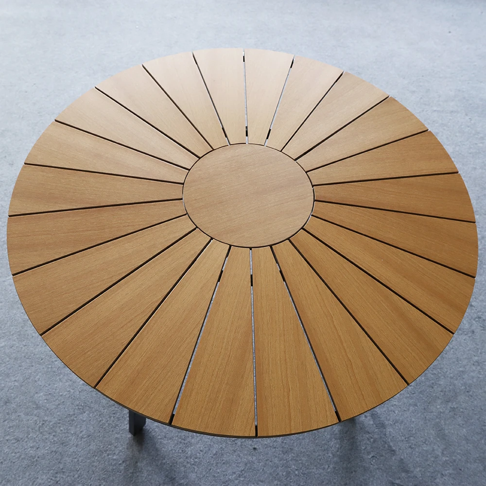 Natural Rope Wrapped Patio Dining Furniture Set 5pc 4 Armchairs With Wood Armrests and Sunburst Round Table