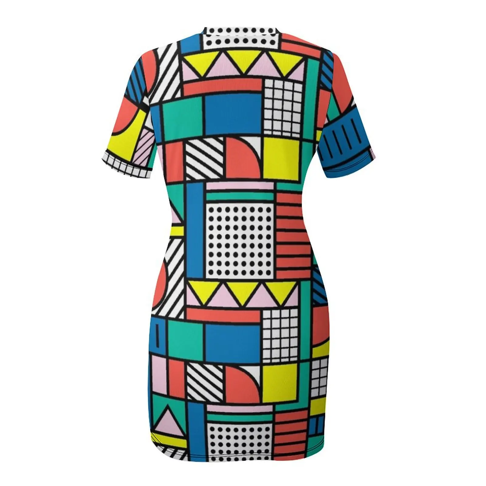 Memphis kleurblokjurk met korte mouwen losse zomerjurk Esthetische kleding galajurken Jurk