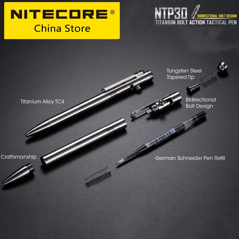 NITECORE NTP30 Titanium Alloy Tactical Pen Self Defense Personal EDC  Survival Writing Emergency Glass Breaker Multipurpose