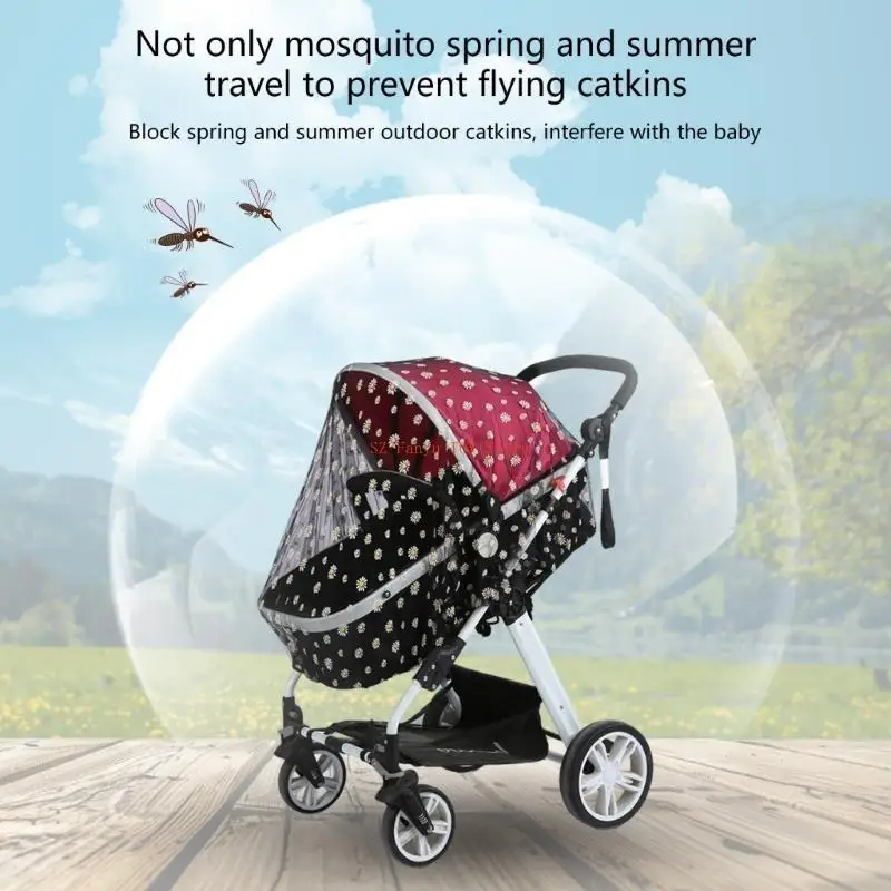 96GC Infant Stroller Fly Guard with Fine Mesh Embroidery for Hot Weather