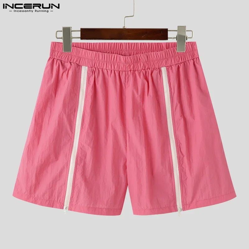 Incerun Männer Shorts einfarbig elastische Taille lose Reiß verschluss Jogger lässig Männer Hosen Streetwear Sommer 2024 Mode männliche Shorts