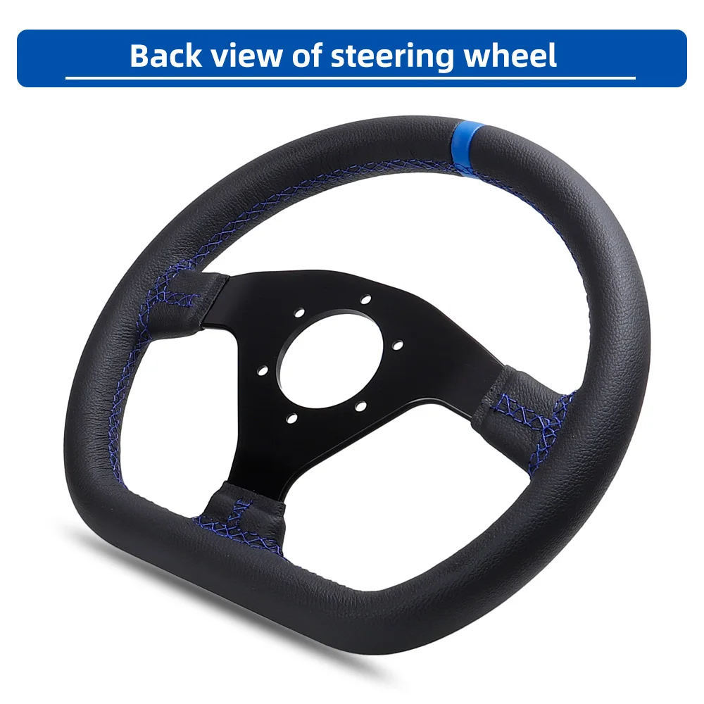 12Inch 300mm Steering Wheel Flat Leather Car Drift Pc Game Sport Wheels Control Universal PCD-6x70mm