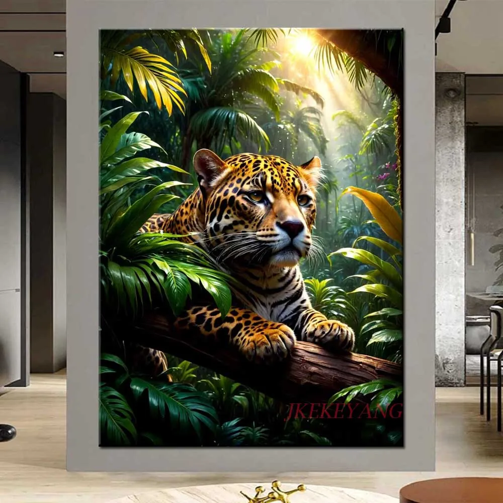 

New Arrivals 5D Diamond Painting Leopard in the Forest Picture Full Drills Diamond Rhinestone Mosaic Image Embroidery