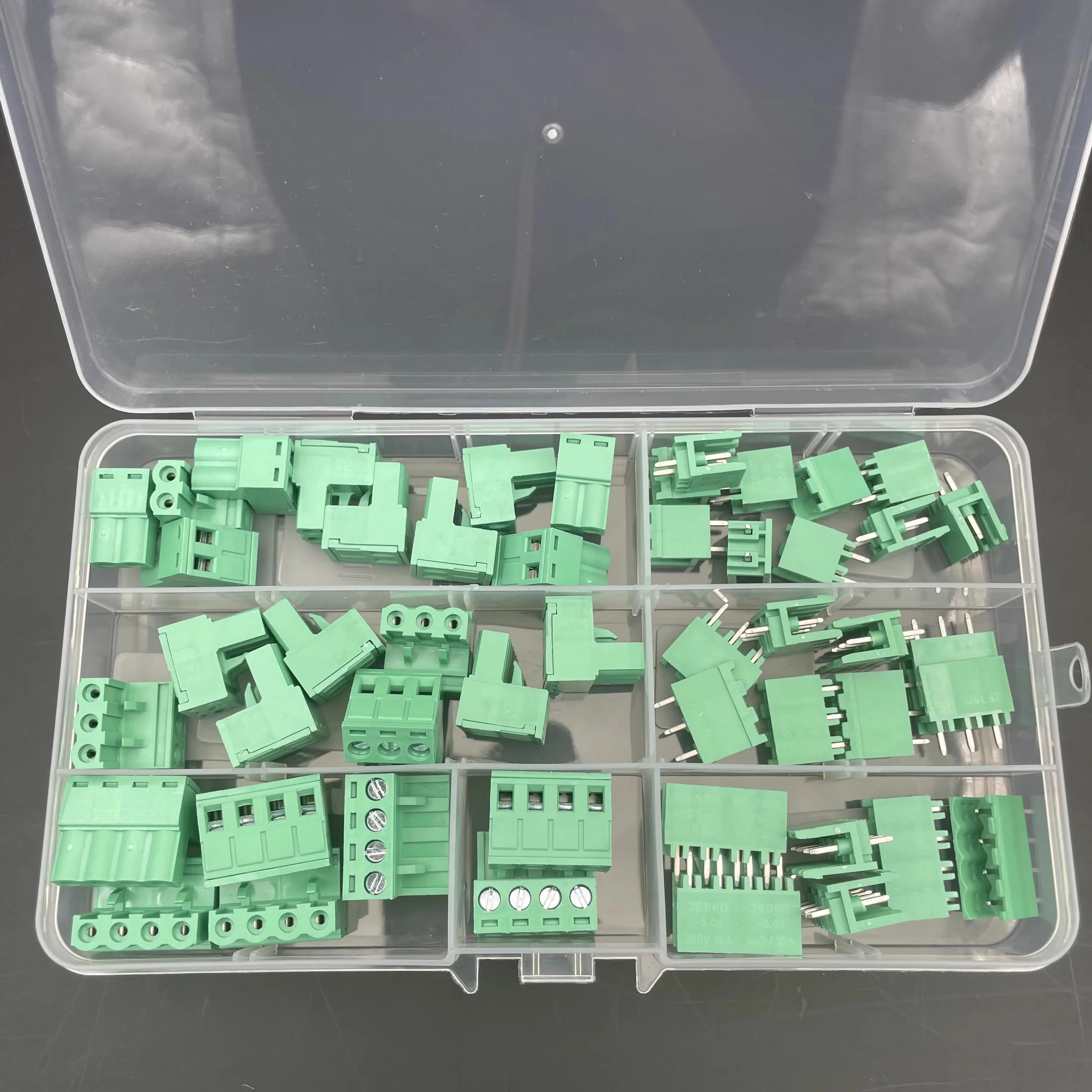 

50PCS 2EDG 5.08MM plug-in pcb terminal block 2P3P4P straight pin plug pin holder complete set in box