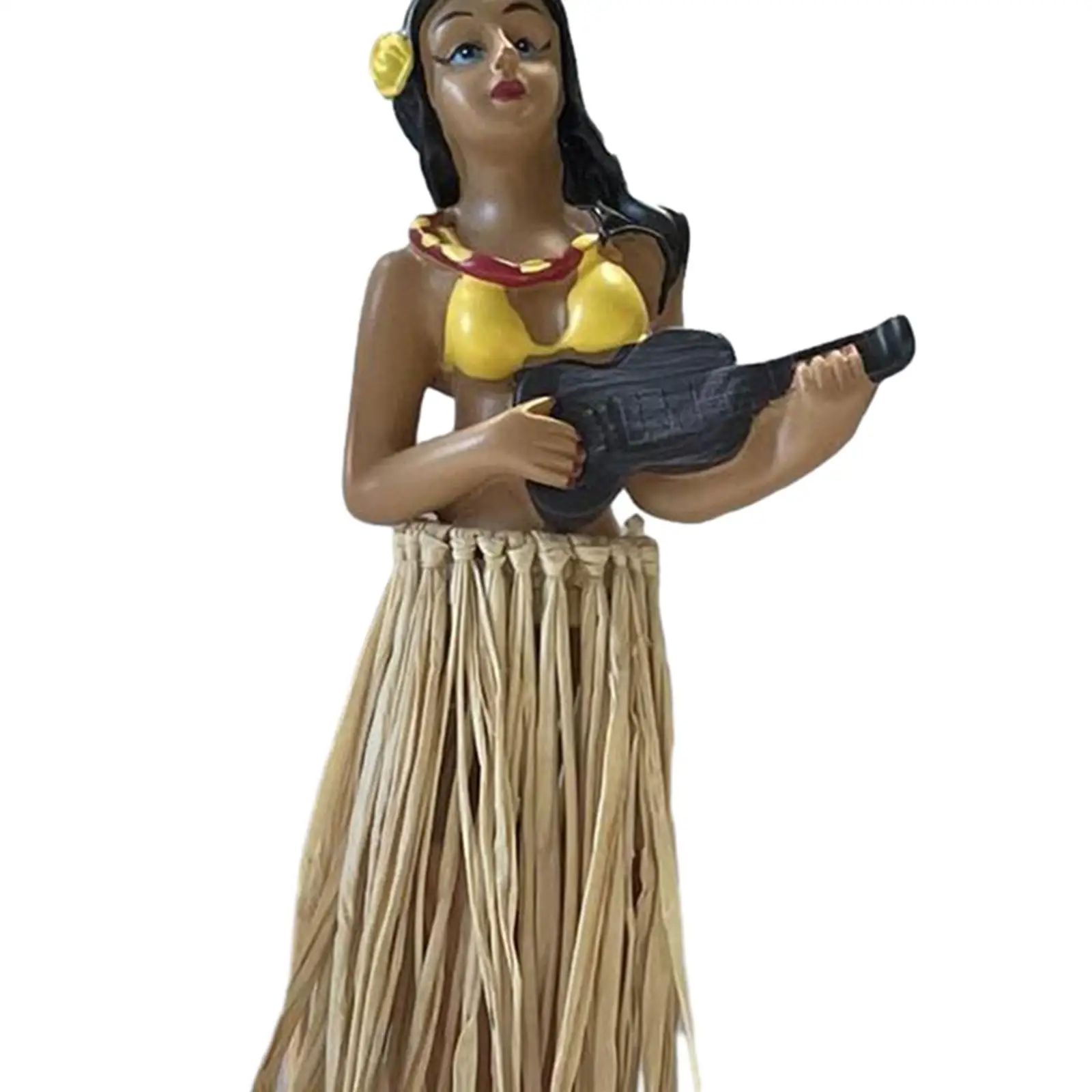 Boneka ukuran Mini penari Hawaii dengan koleksi gitar hadiah patung kecil ornamen bobblehead dasbor 6.29 inci