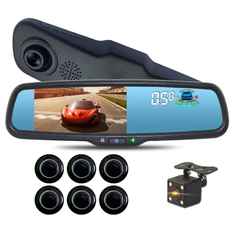 Car DVR Rearview Mirror mo Dual Lens with Parking Sensor 1080P Dash Cam cam Auto Driving Recorder G-sensor