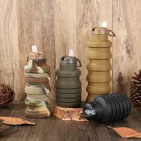 1pc Collapsible，Reuseable BPA Free Silicone Foldable Water  Bottles Portable Hiking Cup For Outdoor Mountaineering Tours-500ML