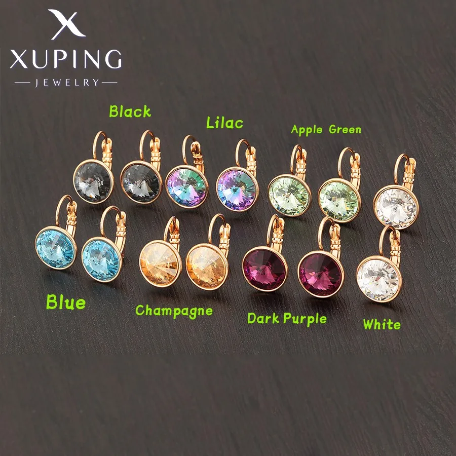 Xuping Jewelry Серьги Elegant 12mm Round Stone Women Girls Hook Crystal Earring Exquisite Gift Party A00622051