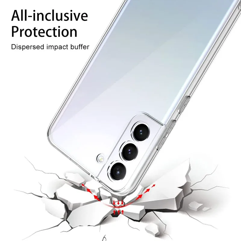 Full Camera Cover Silicone Soft Case For Samsung Galaxy S24 S23 S22 S21 FE Plus Ultra Clear Back Cover Transparent Thin TPU Capa image 4