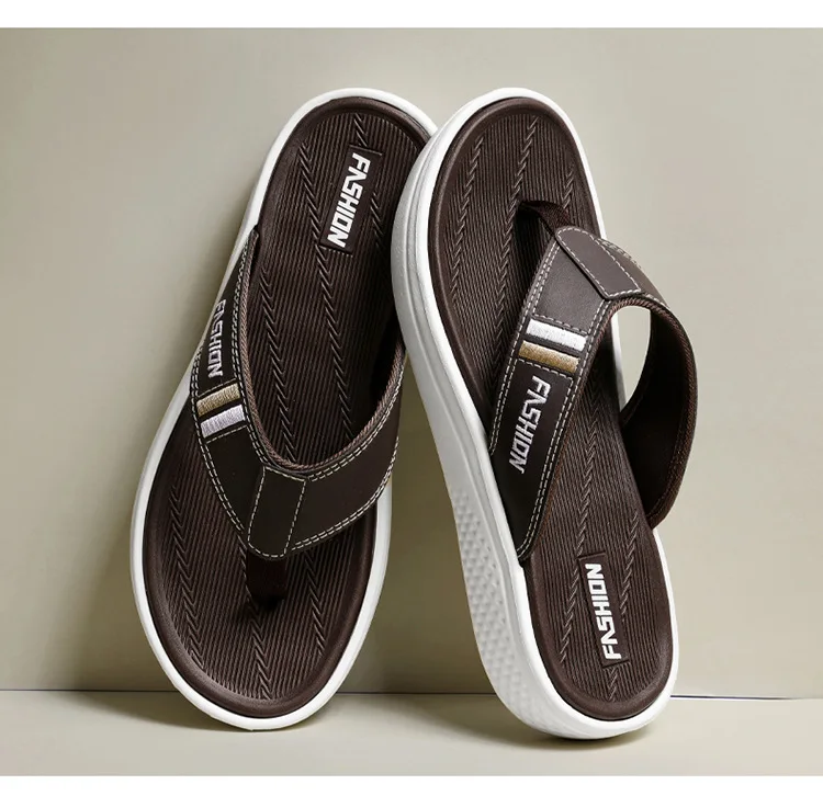 Men's Flip Flops Men Slippers Slippers Sense Non-slip Thick Bottom Height Increase Outer Wear Beach Lightweight