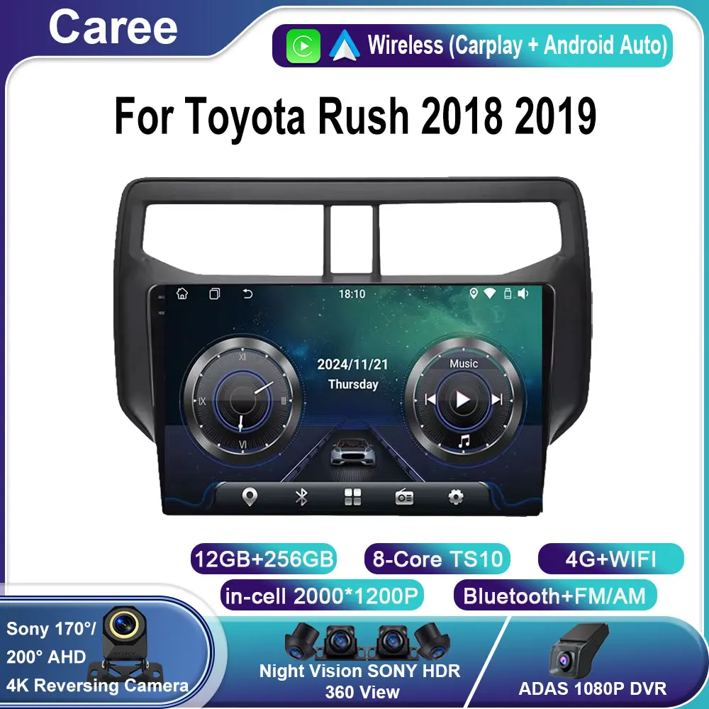 

Android 15 Multimedia Player For Toyota Rush 2018 2019 Navigation GPS 2din Stereo Head Unit Radio Carplay 5G wifi BT QLED Screen