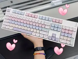 Korean Keycap French Azerty Candy 130Key MOA Cherry PBT MX Mechanical Keyboard Japanese KR/JP/FR Cute Pink Blue Hangul Keycap