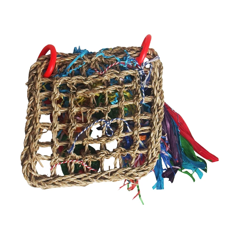 Parrot bird toys, bird foraging wall toys, edible seaweed woven climbing hammock mats with colored chewing toys