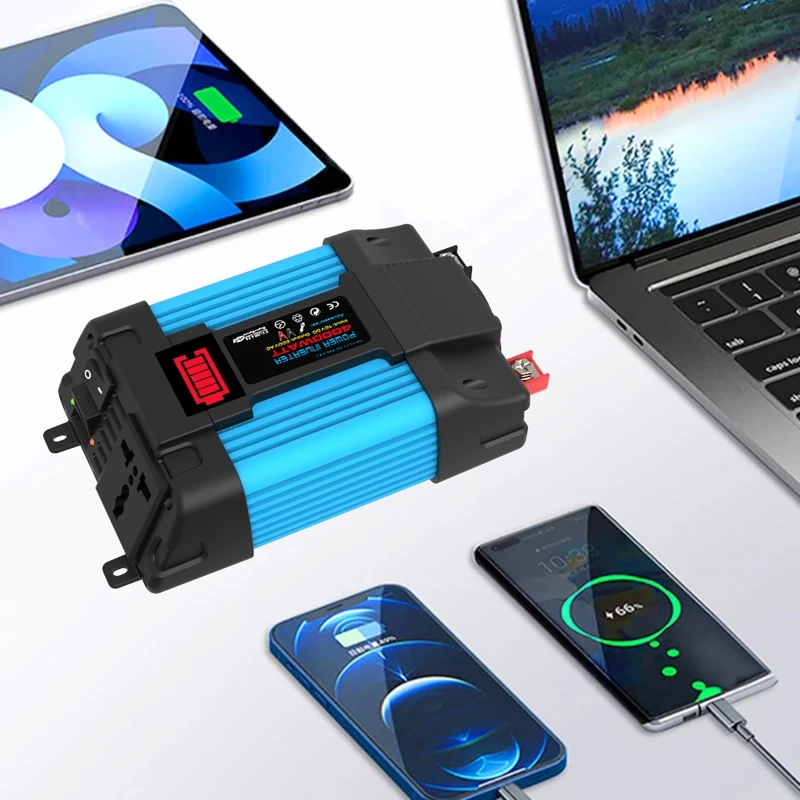 Imagem -05 - Inversor de Energia para Carro de Onda Senoidal Modificada 4000 6000w Inversor de Energia Conversor Solar Usb Duplo para Telefones Celulares Laptop