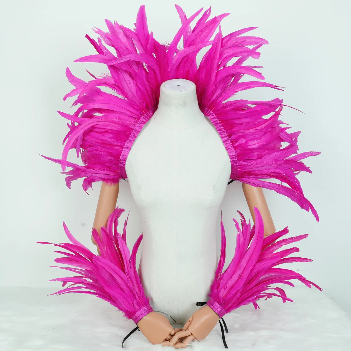 Elegant Red Feathers Women's Shawl for Halloween Punk Cosplay Party Designer Style Carnival Masked Ball Girl's Accessory