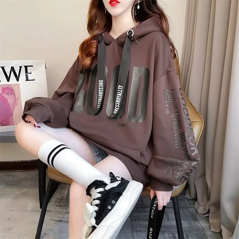 

Woman Tops Spring and Autumn New In Kpop Hooded Sweatshirt for Women Korean Fashion Xxl Dropshiping Clothing 2000s Sport Hoodies