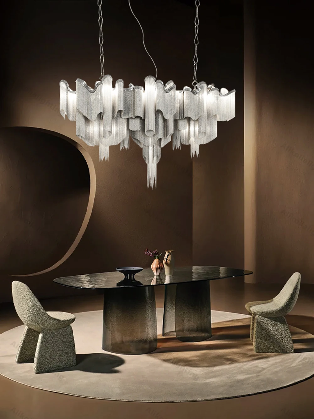 

Retro Silver Gold Black Aluminum Chain Dimmable LED 2026 Chandelier Lighting Suspension Luminaire Lampen For Dinning Room