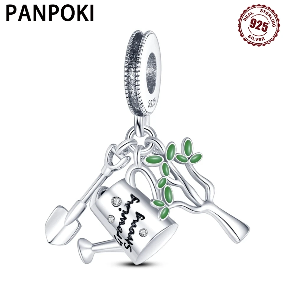 

PANPOKI стерлингового серебра 925, дерево, насадка для душа, лопата, оригинальные подвески, браслет, подвески, ювелирные изделия, вечерние бусины, сделай сам, подарки, аксессуары