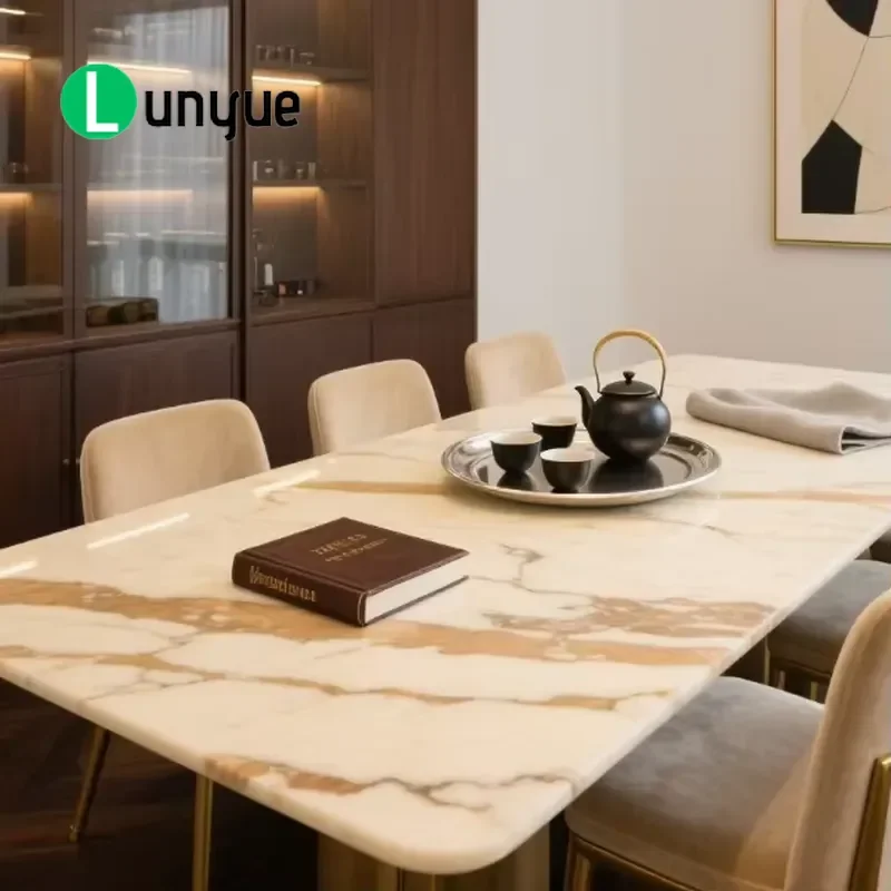 Luxury European French Imperial Style Expandable Marble Dining Table Set Modern Villa Restaurant Furniture High End Decor