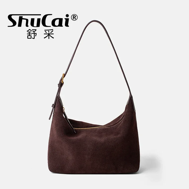 

Женская замшевая сумка через плечо, дизайнерская, класса люкс, повседневная, из натуральной кожи, на плечо, для женщин, новая сумка-тоут