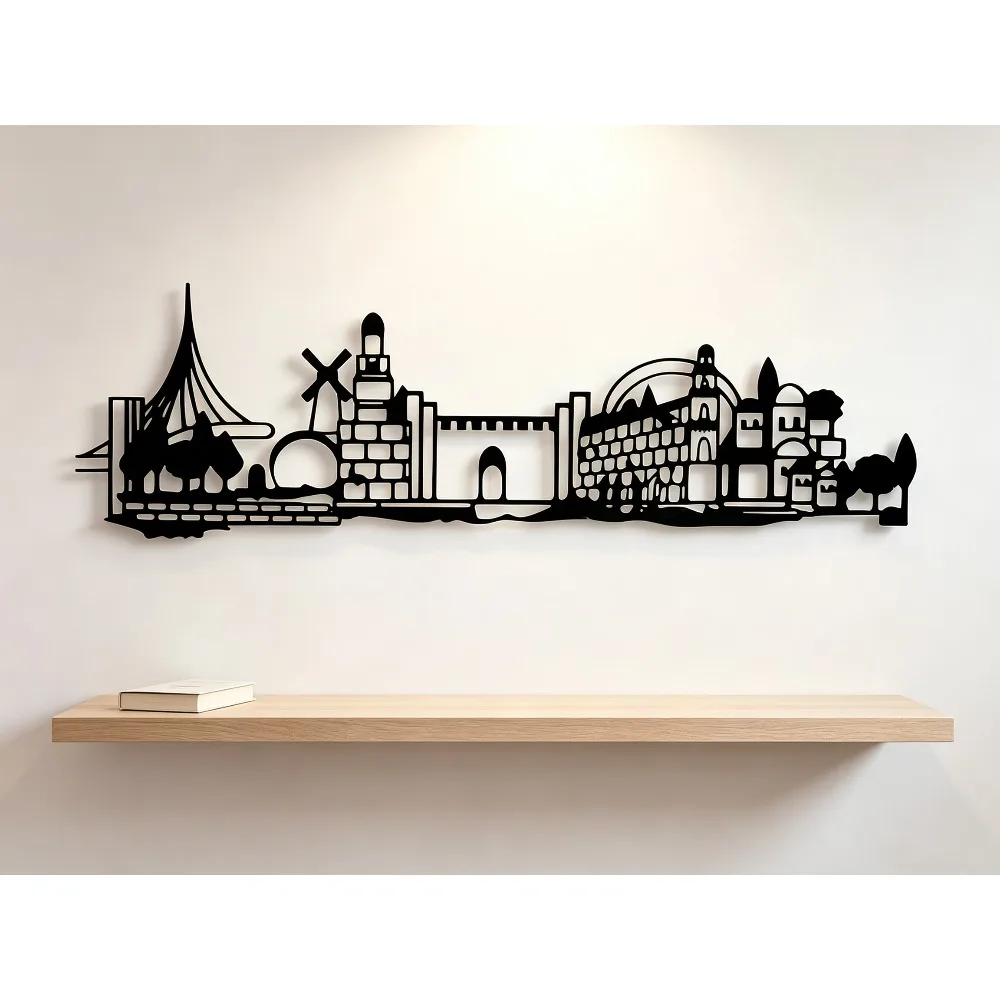 CIFBUY Metal Wall Art Jerusalem Skyline Decor, Vintage Old City Silhouette Wall Decor with Star of David, Rustic Iron Artwork view 4