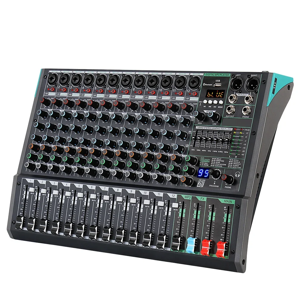 

Biner PA12 Professional audio mixer Sound Board Mixing Console Built-in 99 Reverb Effect 12 Channel usb audio mixer