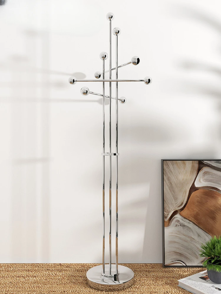 Italian light luxury coat rack Floor-to-ceiling master bedroom Stainless steel marble Internet celebrity coat rack