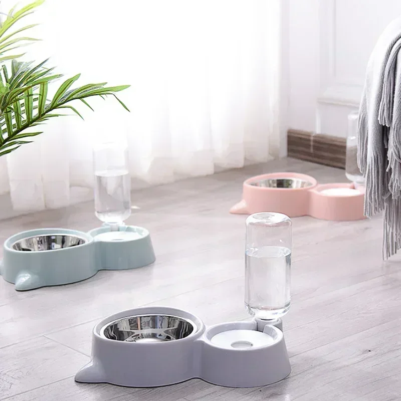 

2-in-1 cat food bowl water dispenser with automatic water storage