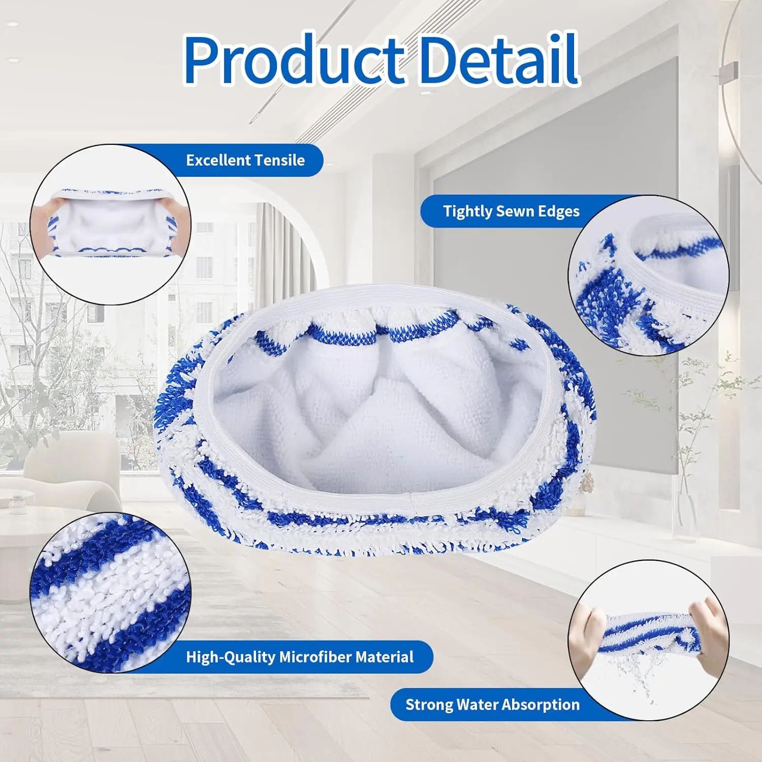 Microfiber Cloths for Rowenta Clean & Steam ZR850002 ZR005801 ZR005804, Washable Microfibre Pads for Rowenta RY7xxx RY8xxx