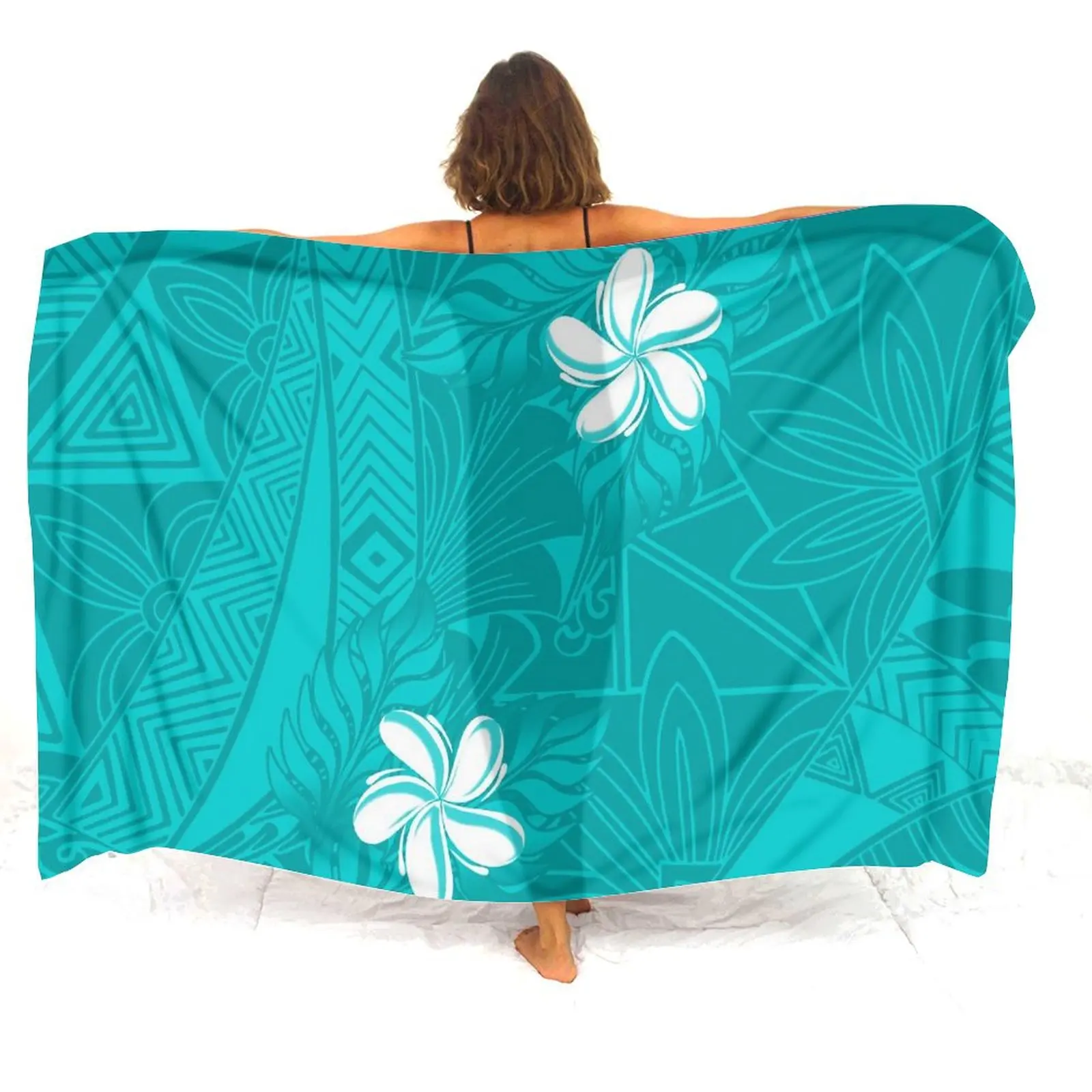 Polynesian Beach Sarong Women'S Salon Shawl Sarong Scarf Windproof Shawl Customizable Patterns