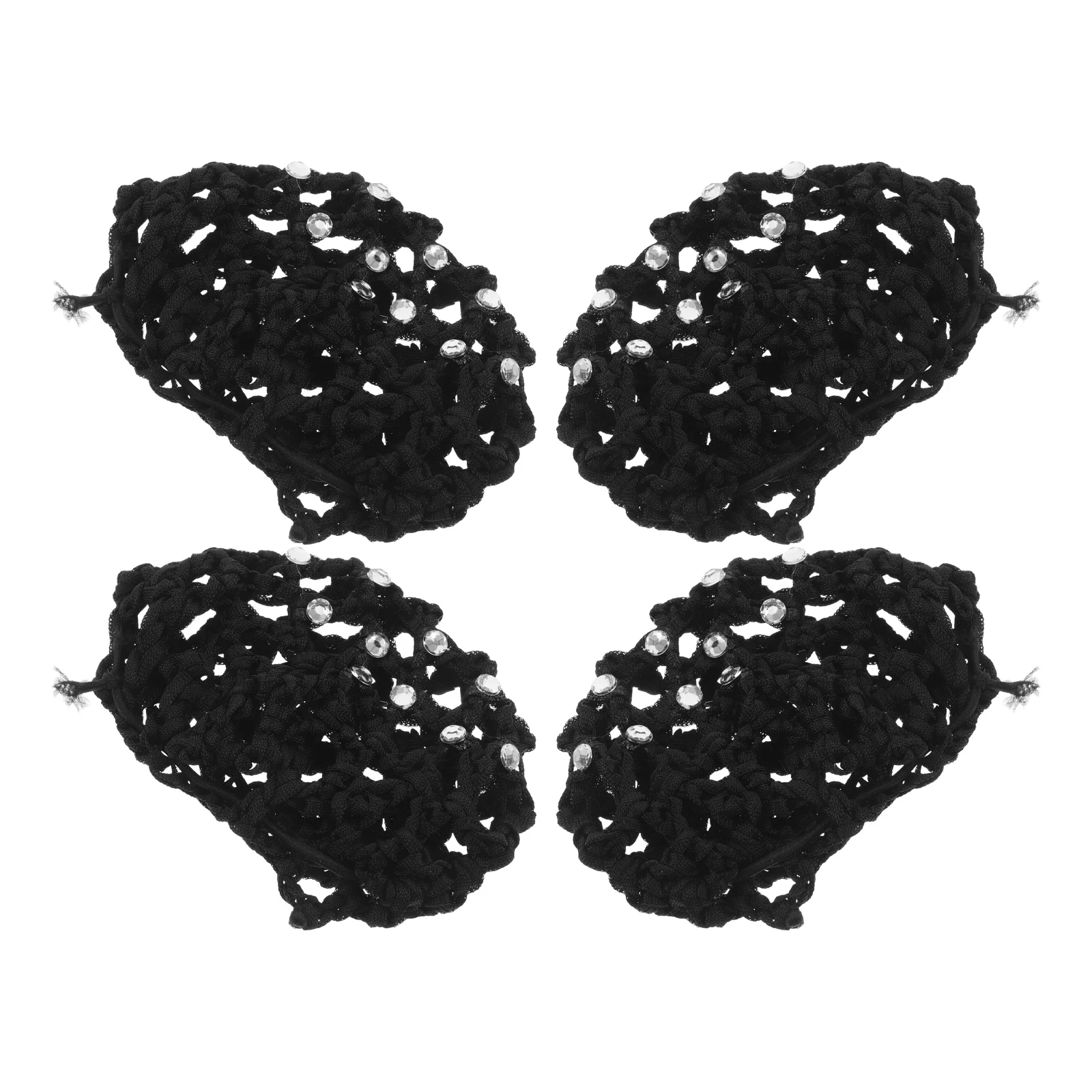 

4Pcs Black Hairnet for Buns Acrylic Rhinestone Ballet Dance Hair Covers Elegant Hairnets Hair Bun Net