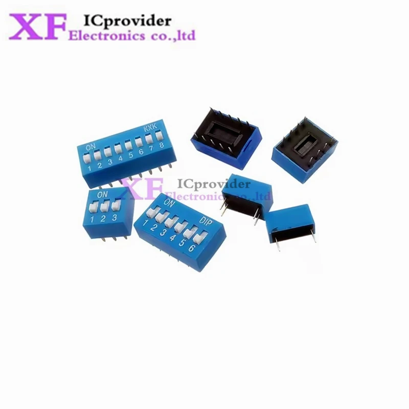 10pcs Slide Type Switch Module 1 2 3 4 5 6 7 8 10 12 PIN Bit 2.54mm Position Way DIP Blue Pitch Toggle Switch Blue Dial Switch