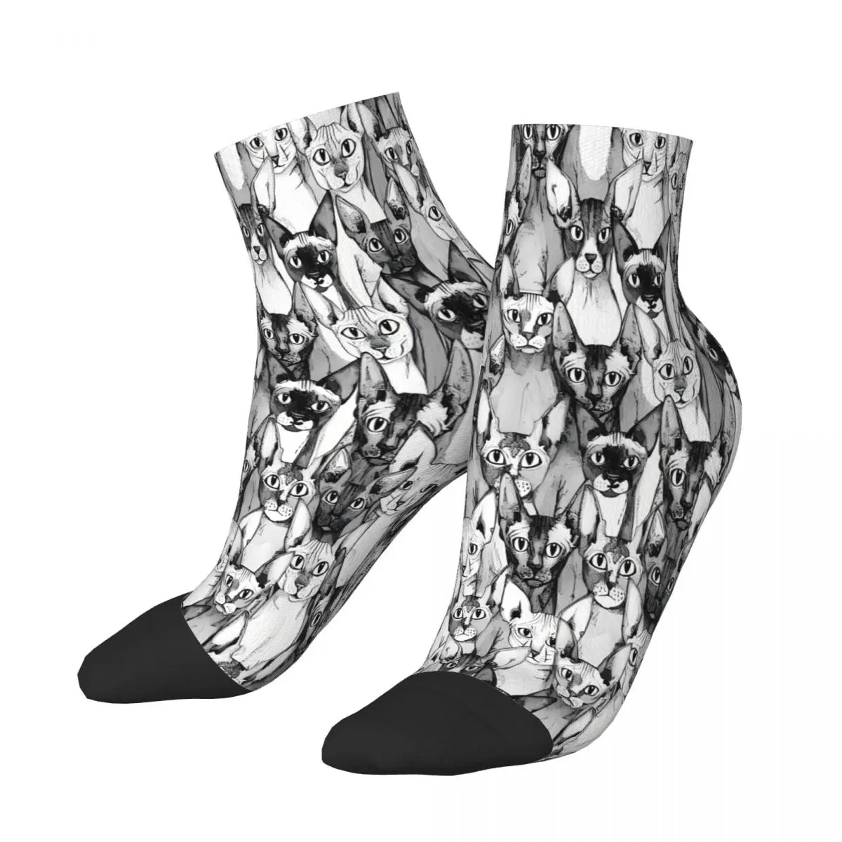 Just Sphynx-calcetines tobilleros para hombre y mujer, medias de estilo Hip Hop, con diseño de gato negro, blanco y negro, ideal para Halloween y otoño