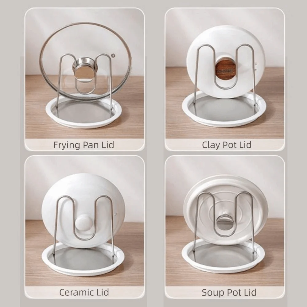 

Practical Stainless Steel Pot Lid Holder Folding Detachable Pan Cover Lid Rack Stable Heat Resistant Soup Rests Restaurant
