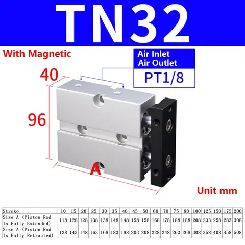AirTac TN डुअल रॉड एयर सिलेंडर न्यूमेटिक सिलेंडर एक्ट्यूएटर्स डबल एक्टिंग गाइडेड पिस्टन सिलेंडर पार्ट्स 10/16/20/25/32 बोर 12 best sales टीएन एयर - №6