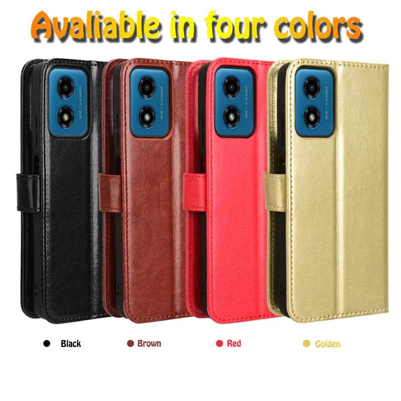 Fit in Motorola Moto G04s Luxury Crazy Horse Leather Case Skin PU Suitable for Moto G 04s G04s Phone Case