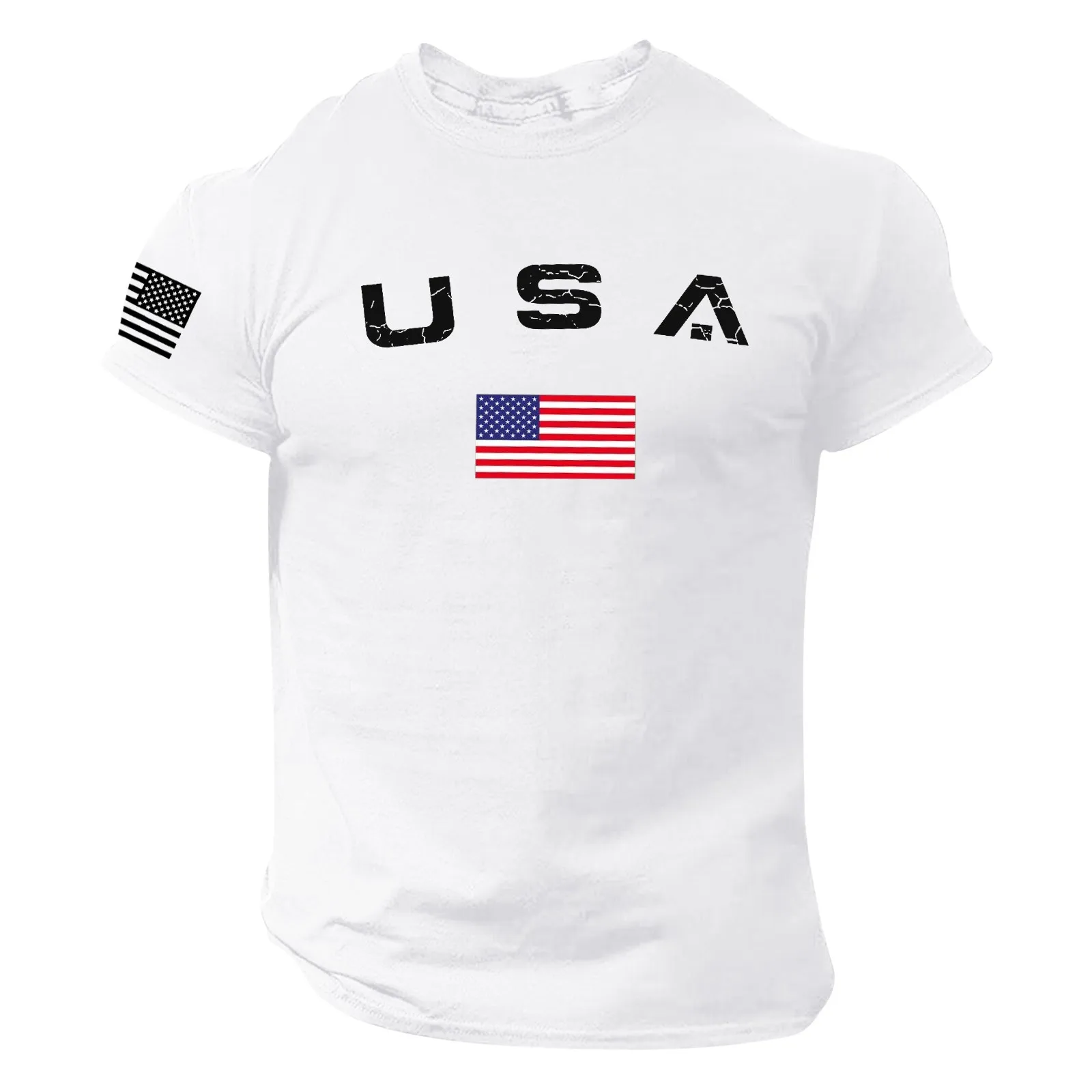 Men\'s t-shirts Men\'s Independence Day Flag Print Spring/summer Leisure Sports USA Independence Day 4 Of July Flag Top